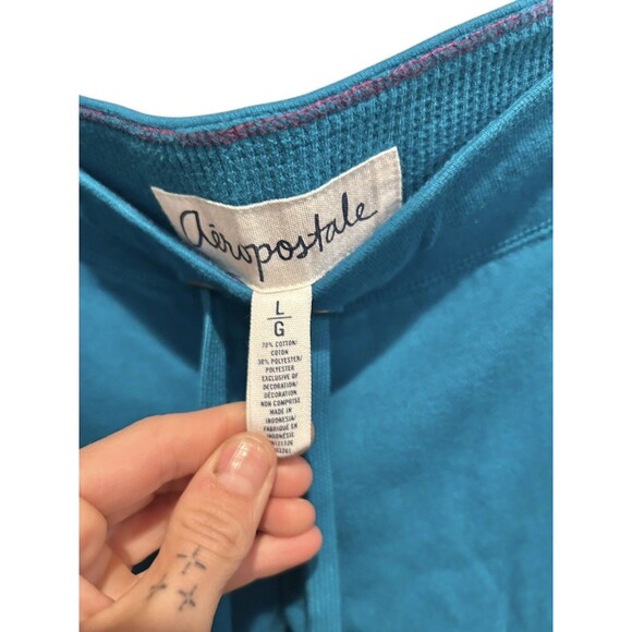Aeropostal Vintage Sweatpants Cropped Joggers Blue Logo Size Large New York Y2K - Picture 3 of 5